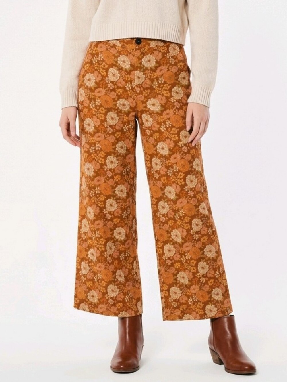 Hollister Burnt Orange Floral Ultra High-Rise Wide-Leg Pants Size 15R 32W